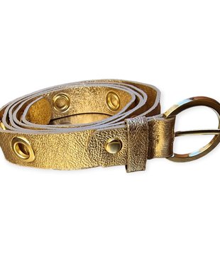 Leather Metallic Belt Gold