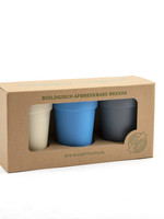 Happy Cups Duurzame Festivalbekers - Giftset blauw - 3 stuks - Biologisch afbreekbaar