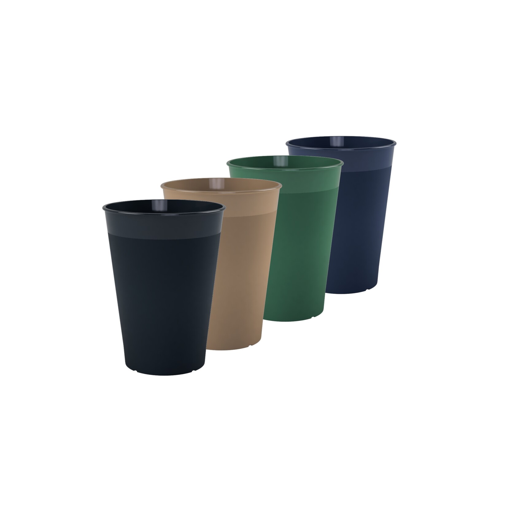 Happy Cups Happy Cups zijn 100% fossielvrije bekers. Deze cups zijn herbruikbaar, & Vaatwasser bestendig. Deze bekers zijn gemaakt van PHA, een bioplastic van organisch materiaal. Ook zijn deze bekers volledig biodegradeerbaar in de grond en in de zee.