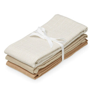 Cam Cam Copenhagen Cam Cam Hydrofiele Doeken Stripes Camel Latte 3-pack