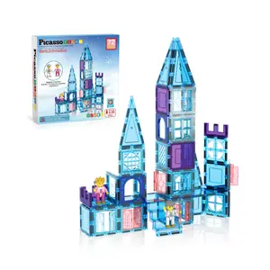 PicassoTiles PicassoTiles Ice Winter Theme Magnetic Tiles set 72 stuks
