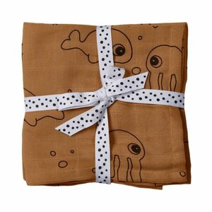Done By Deer Done By Deer Hydrofiele Doeken 2-pack Sea Friends Mustard