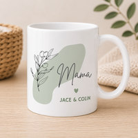 Line Art Botanical - Gepersonaliseerde Moederdag mok