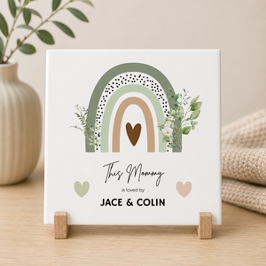 Olive and Mint Rainbow Mummy - Gepersonaliseerd tegeltje