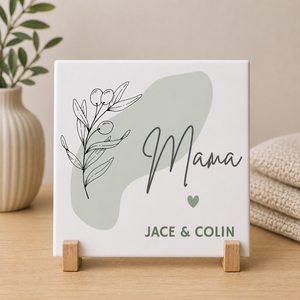 Olive and Mint Line Art Botanical - Gepersonaliseerd tegeltje