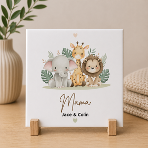 Olive and Mint Jungle Animal Kids - Gepersonaliseerd tegeltje