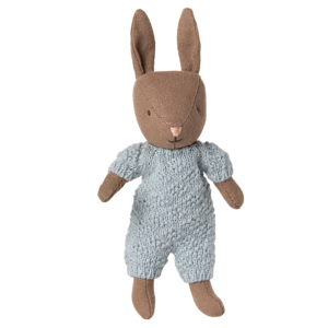 Maileg Maileg Rabbit Micro Brown - Blauw gebreid pakje