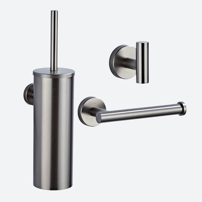 Toiletaccessoireset 3-delig Gun metal