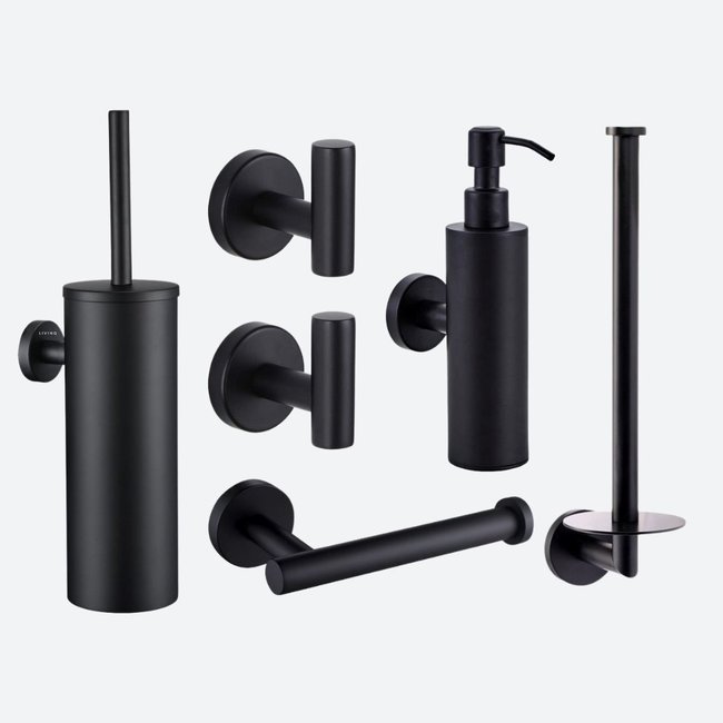 Toiletaccessoireset 6-delig Zwart