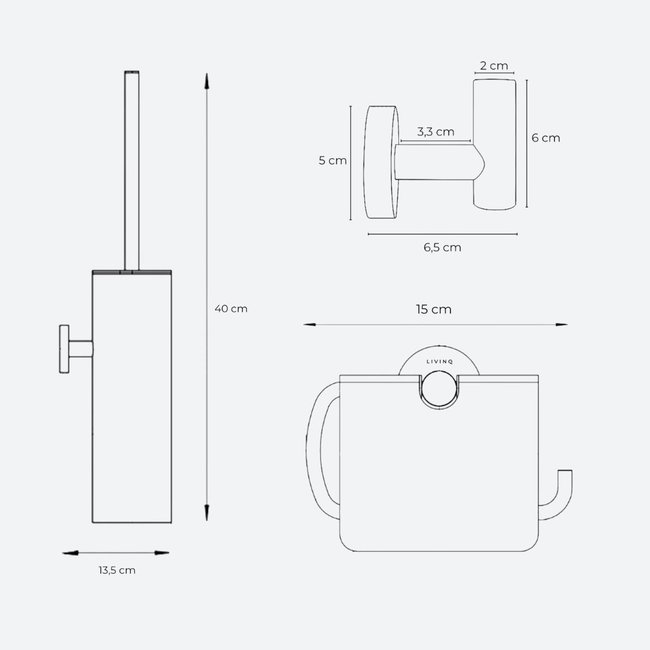 Toiletaccessoireset 3-delig Zwart