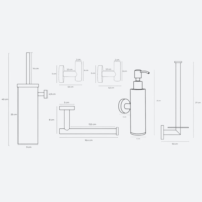 Toiletaccessoireset 6-delig Zwart