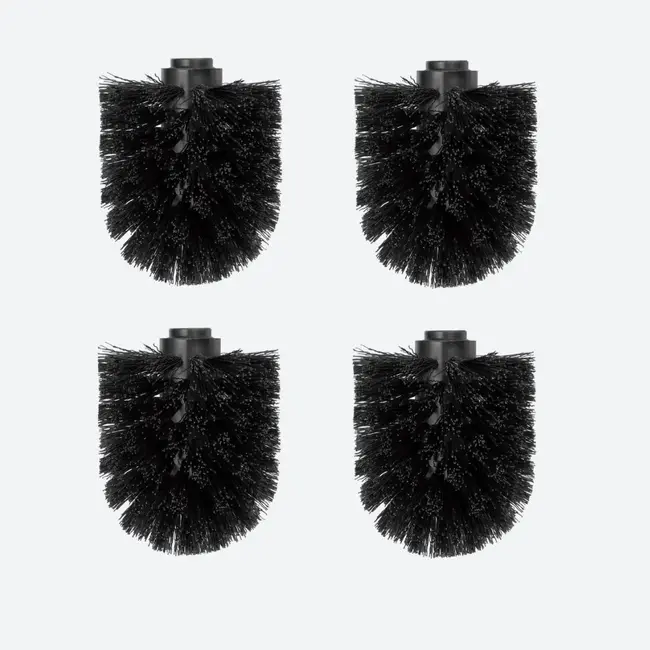 Toiletaccessoireset 4-delig Zwart + Reserve toiletborstels 4 stuks