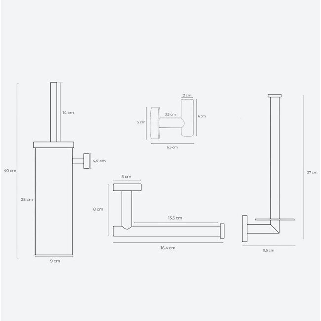 Toiletaccessoireset 4-delig Gun metal