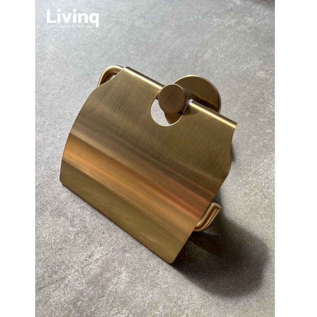 Toiletrolhouder met klep Goud