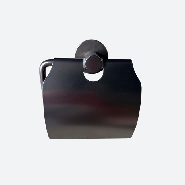 Toiletrolhouder met klep Gun metal