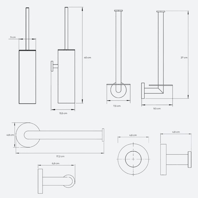 Toiletaccessoireset 4-delig Chroom