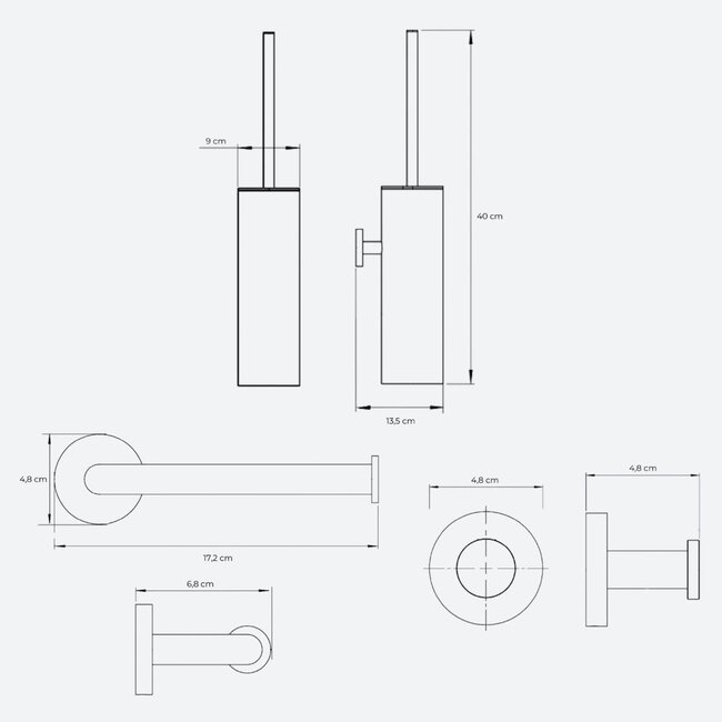 Toiletaccessoireset 3-delig Goud