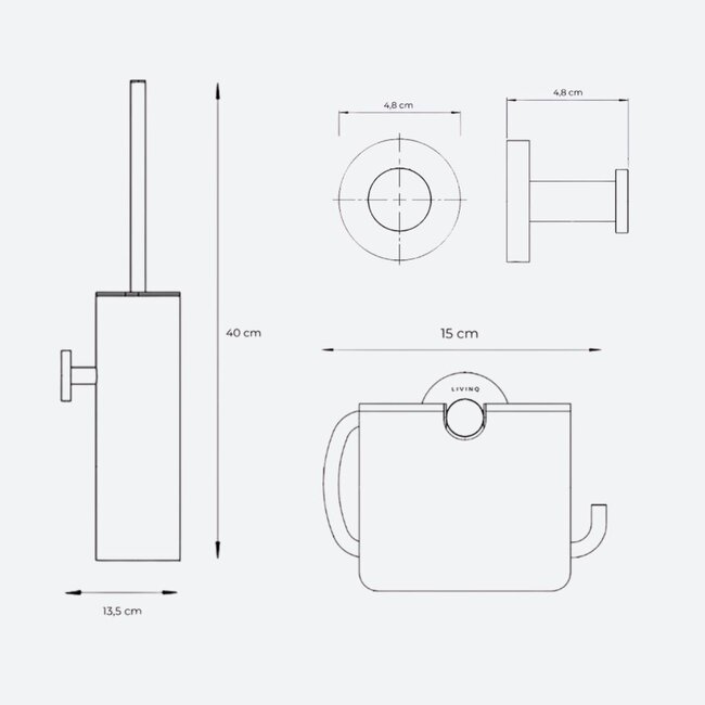 Toiletaccessoireset 3-delig Chroom