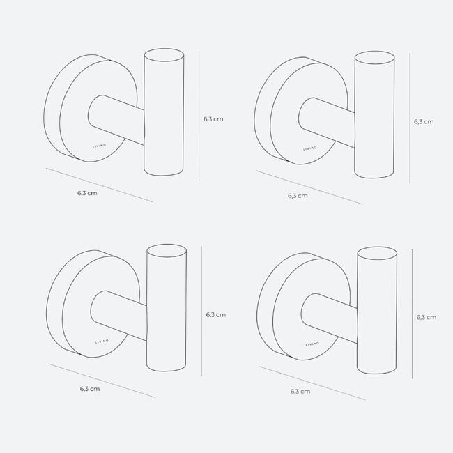 Handdoekhaakjes Gun metal (4 stuks)