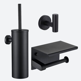 Toiletaccessoireset 3-delig Zwart