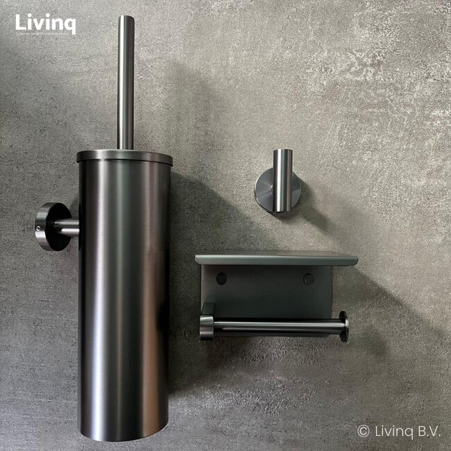 Toiletaccessoireset 3-delig Gun metal