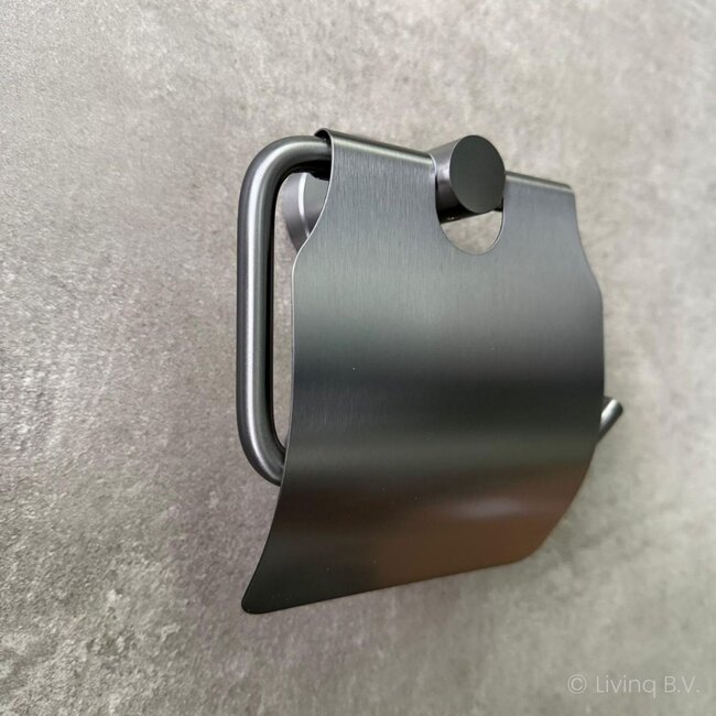Toiletrolhouder met klep Gun metal
