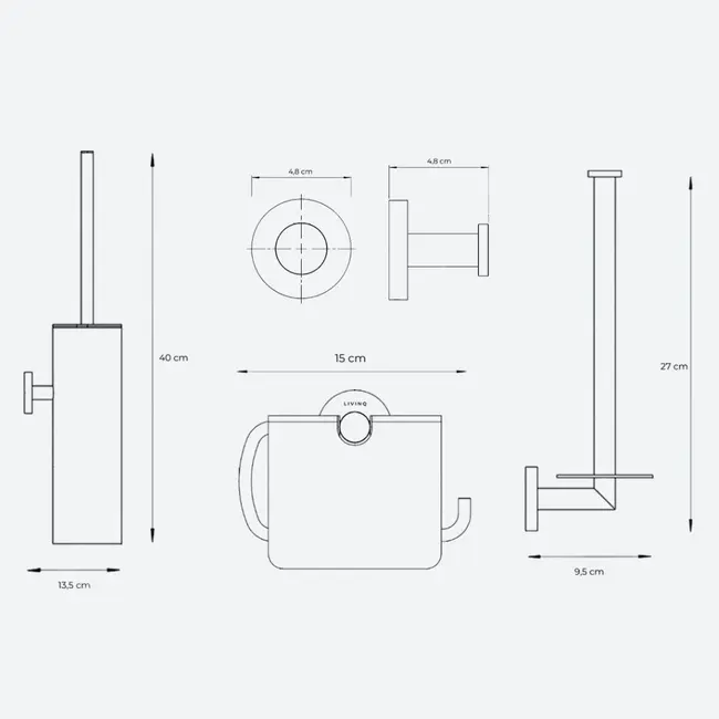 Toiletaccessoireset 4-delig Gun metal