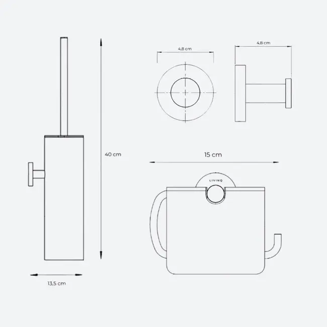 Toiletaccessoireset 3-delig Gun Metal