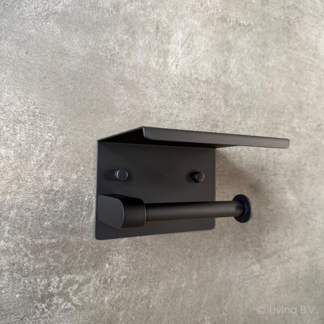 Toiletrolhouder met plateau Zwart