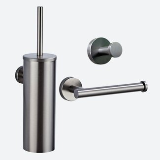 Toiletaccessoireset 3-delig Gun metal