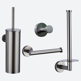 Toiletaccessoireset 4-delig Gun metal