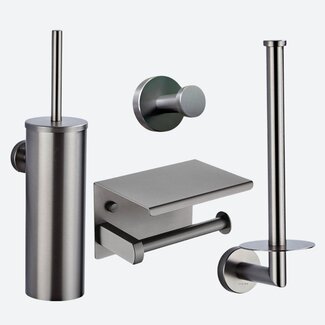 Toiletaccessoireset 4-delig Gun metal