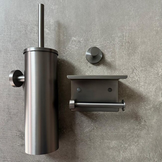 Toiletaccessoireset 3-delig Gun metal