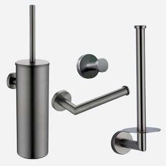 Toiletaccessoireset 4-delig Gun metal