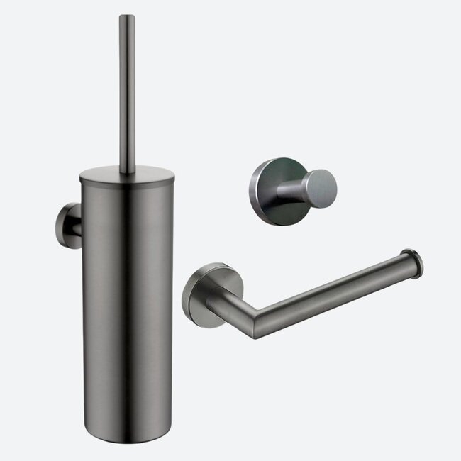 Toiletaccessoireset 3-delig Gun metal