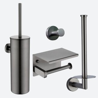 Toiletaccessoireset 4-delig Gun metal