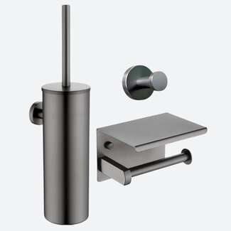 Toiletaccessoireset 3-delig Gun metal
