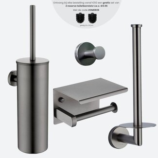Toiletaccessoireset 4-delig Gun metal