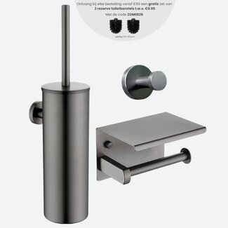 Toiletaccessoireset 3-delig Gun metal