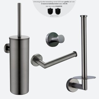 Toiletaccessoireset 4-delig Gun metal