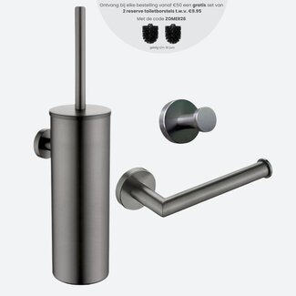 Toiletaccessoireset 3-delig Gun metal