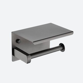 Toiletrolhouder met plateau Gun metal