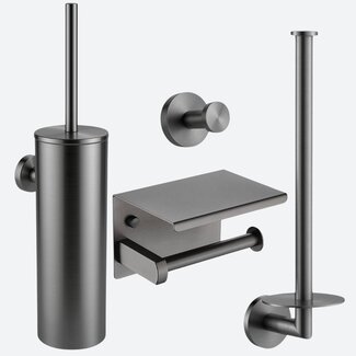 Toiletaccessoireset 4-delig Gun metal