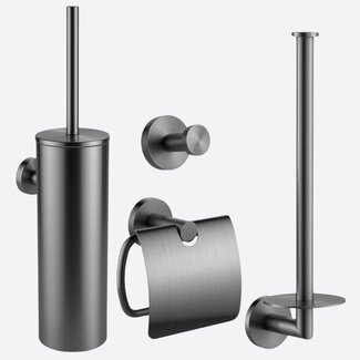 Toiletaccessoireset 4-delig Gun metal