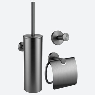Toiletaccessoireset 3-delig Gun Metal