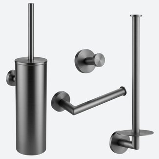 Toiletaccessoireset 4-delig Gun metal