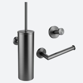 Toiletaccessoireset 3-delig Gun metal