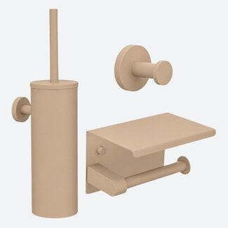 Toiletaccessoireset 3-delig beige