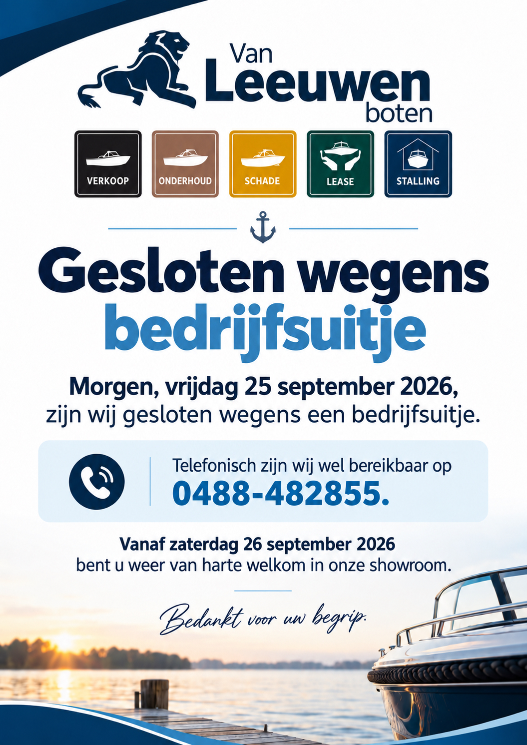 Let op!! D.V. vrijdag 25 september zijn wij gesloten