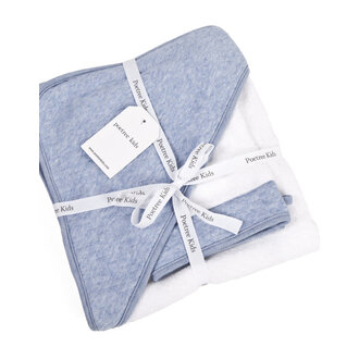 Poetree Kids Chevron Denim Blue - Badcape & washandje